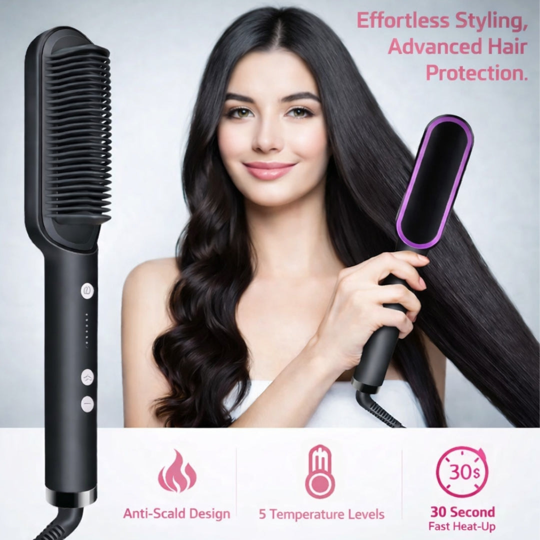 Hair Straightening Brush 2 in 1 Electric Styling Comb