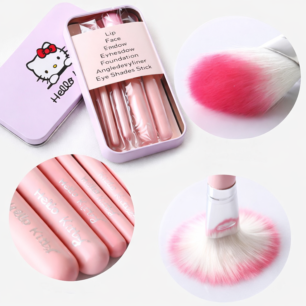 Cute Hello Kitty 7 Makeup Brushes Set